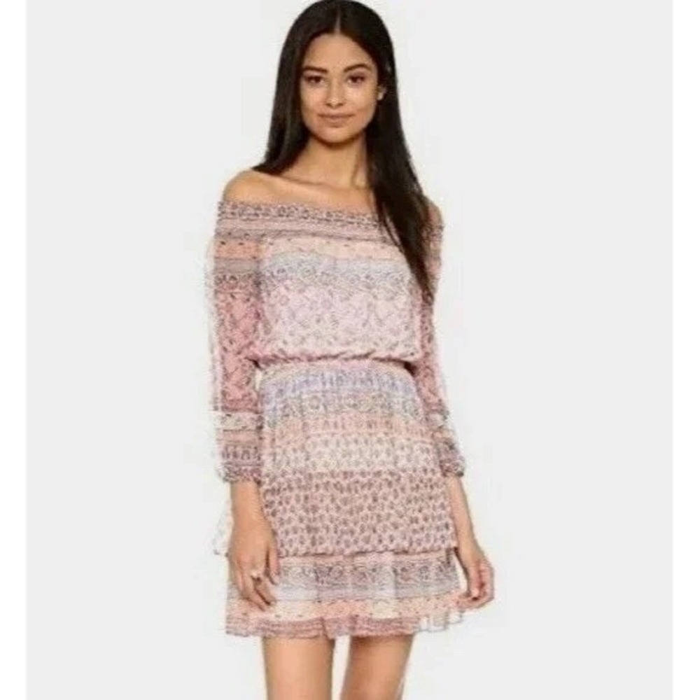 Shoshanna 100% Silk Off The Shoulder Dress Womens‎ Size 10 Hippie Boho Fairy